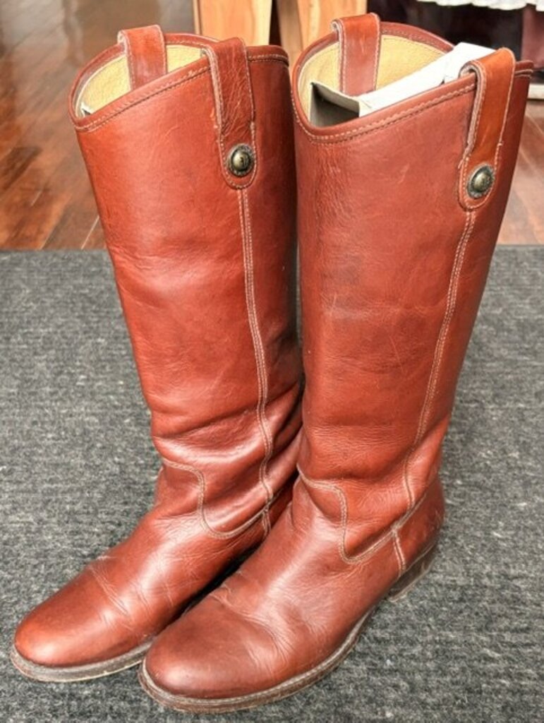 Frye Melissa Lug Tall Boots in Saddle - Size 7 (retails $348)