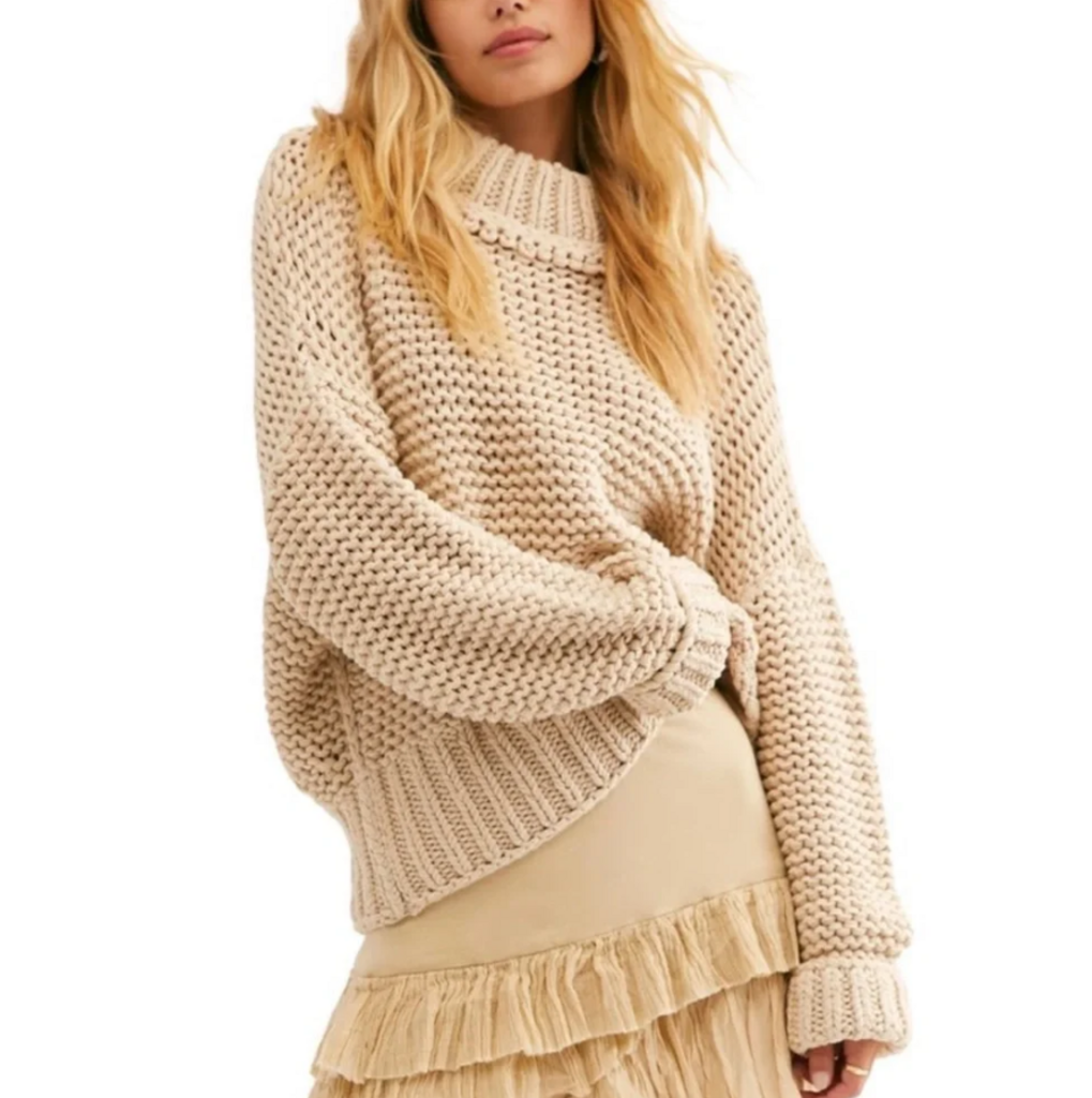 Free People My Only Sunshine Sweater in Ivory - Size Medium
