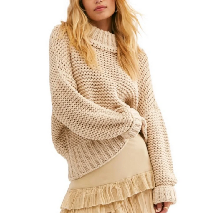Free People My Only Sunshine Sweater in Ivory - Size Medium