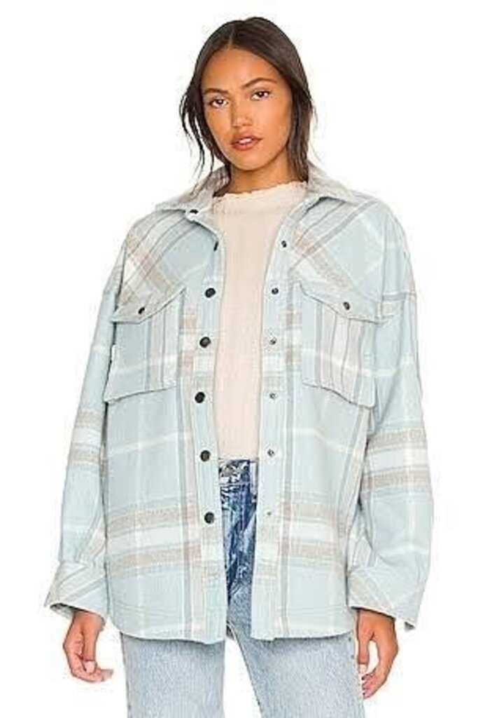 Free People Cabin Cozy Button Down in Seafoam - Size Small
