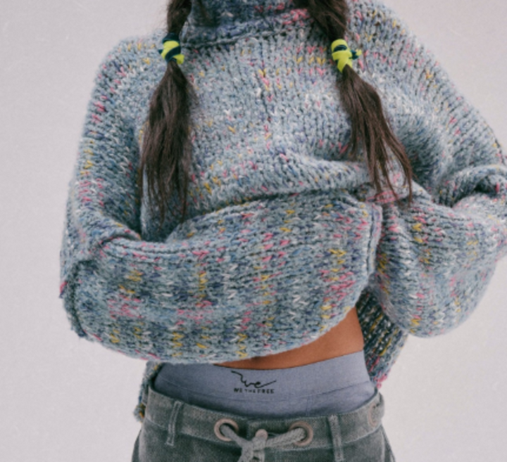 Free People NWT Supernatural Sweater in Blue Combo - Size Medium