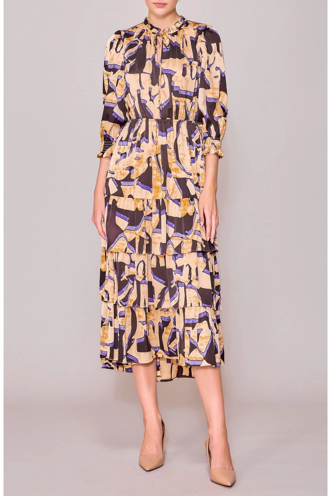 Melloday NWT Three-Quarter Sleeve Satin Midi Dress - Size Small