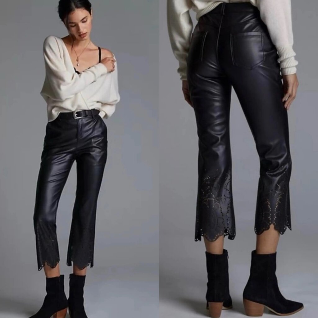 Anthropologie Laser Cut Faux Leather Pants - Size 10