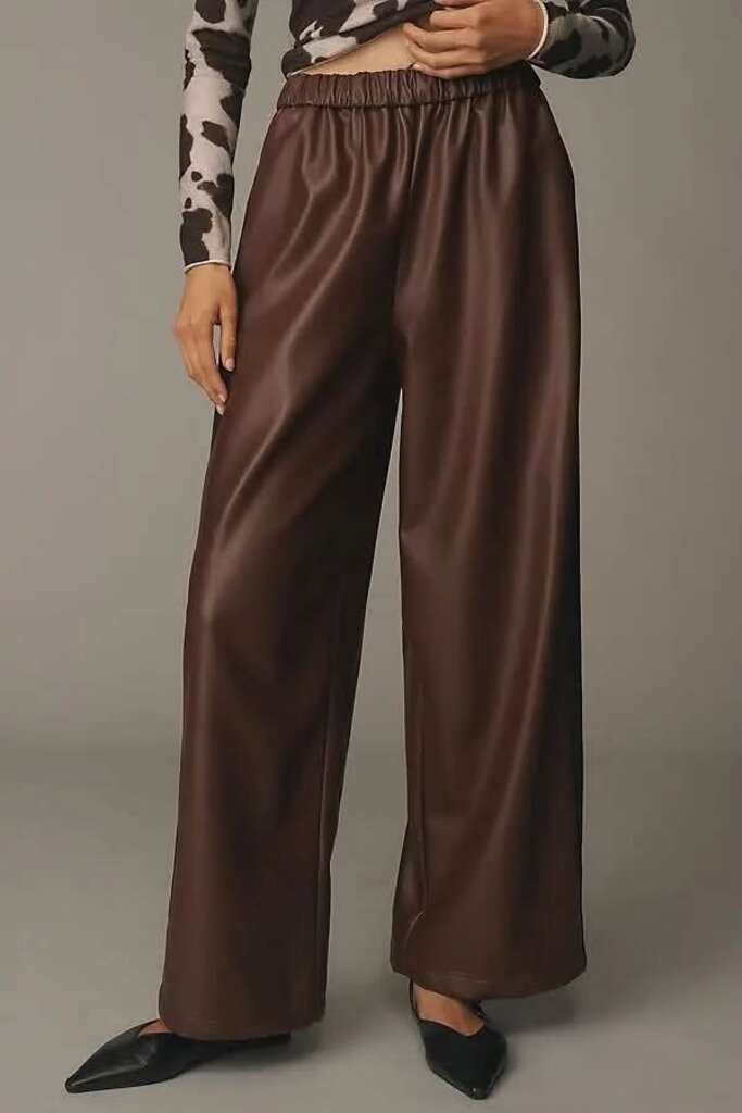 Maeve NWT Faux Leather Track Pants in Cocoa Plum - Size XS (Retails for $138)