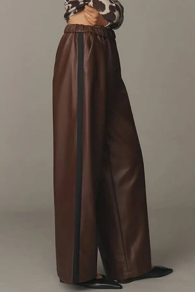 Maeve NWT Faux Leather Track Pants in Cocoa Plum - Size XS (Retails for $138)