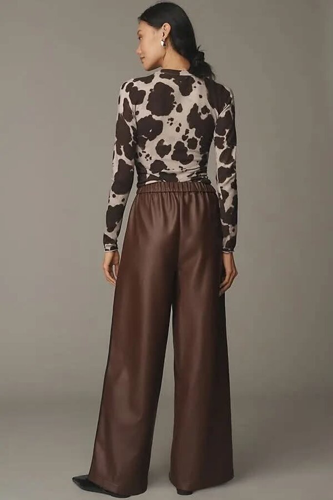 Maeve NWT Faux Leather Track Pants in Cocoa Plum - Size XS (Retails for $138)