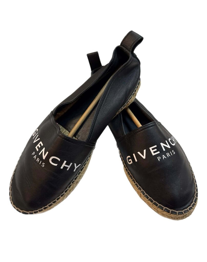 Givenchy Logo Leather Slip On Espadrilles - Size 40