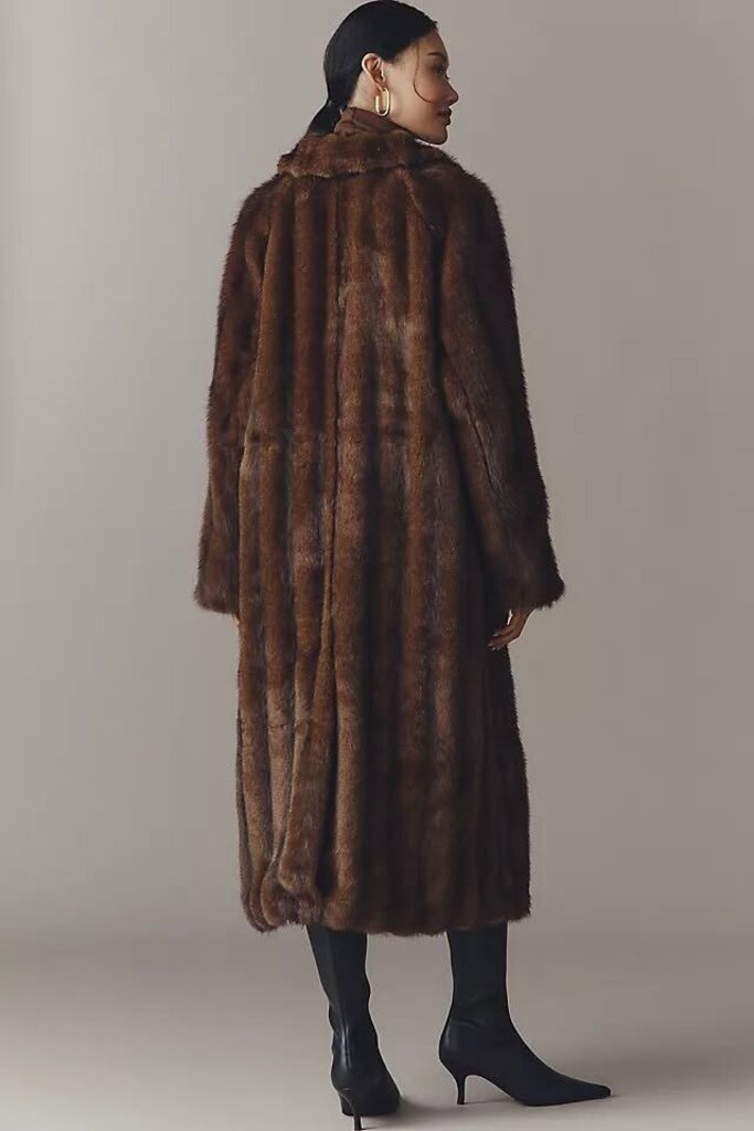 Mauve Faux Fur Channeled Long Coat NWT - Size 1X (retails $228)