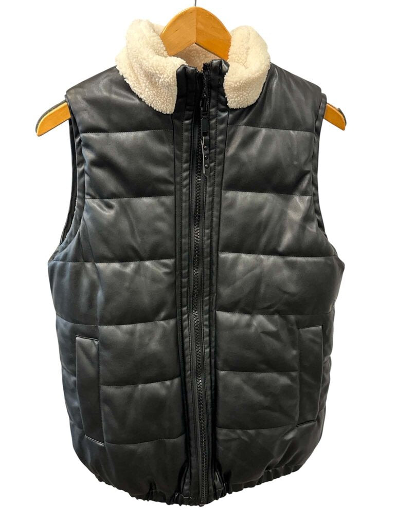 Rebecca Minkoff Reversible Faux Leather Sherpa Puffer Vest - Size Medium