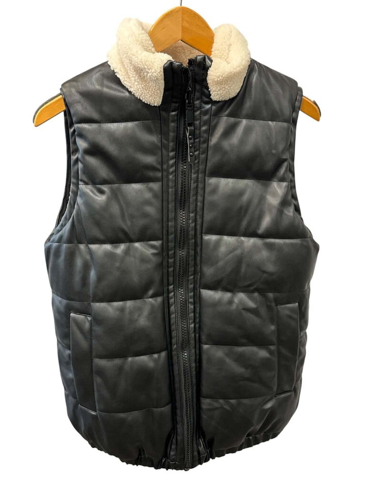 Rebecca Minkoff Reversible Faux Leather Sherpa Puffer Vest - Size Medium