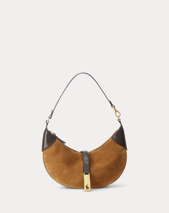 Ralph Lauren Polo ID Suede Mini Shoulder Bag in Maple (Retails $498)