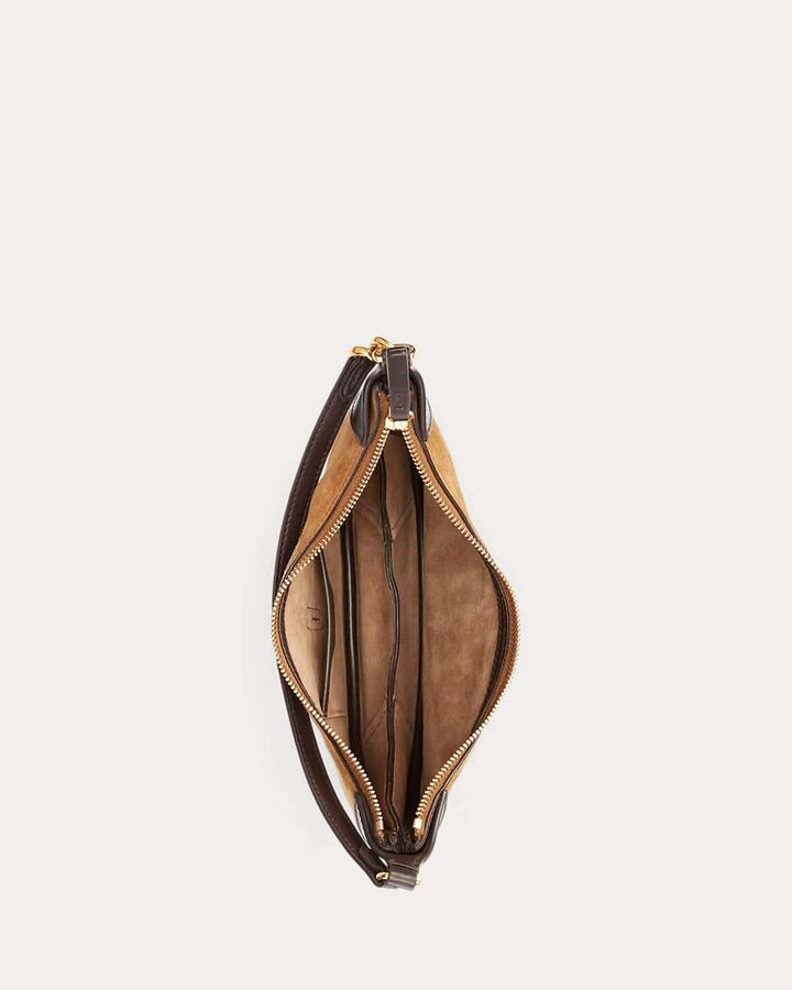 Ralph Lauren Polo ID Suede Mini Shoulder Bag in Maple (Retails $498)