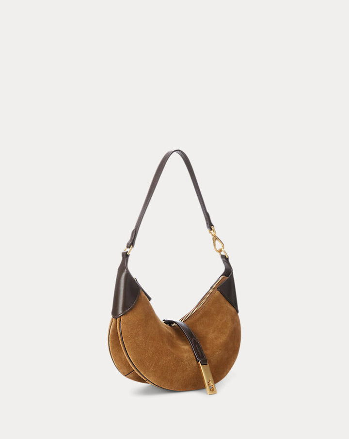 Ralph Lauren Polo ID Suede Mini Shoulder Bag in Maple (Retails $498)