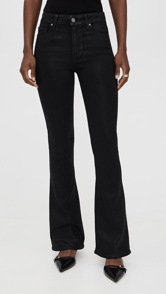 Paige High Rise Laurel Canyon Flare Jeans in Black Fog - Size 30