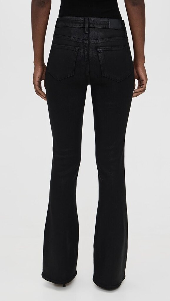 Paige High Rise Laurel Canyon Flare Jeans in Black Fog - Size 30
