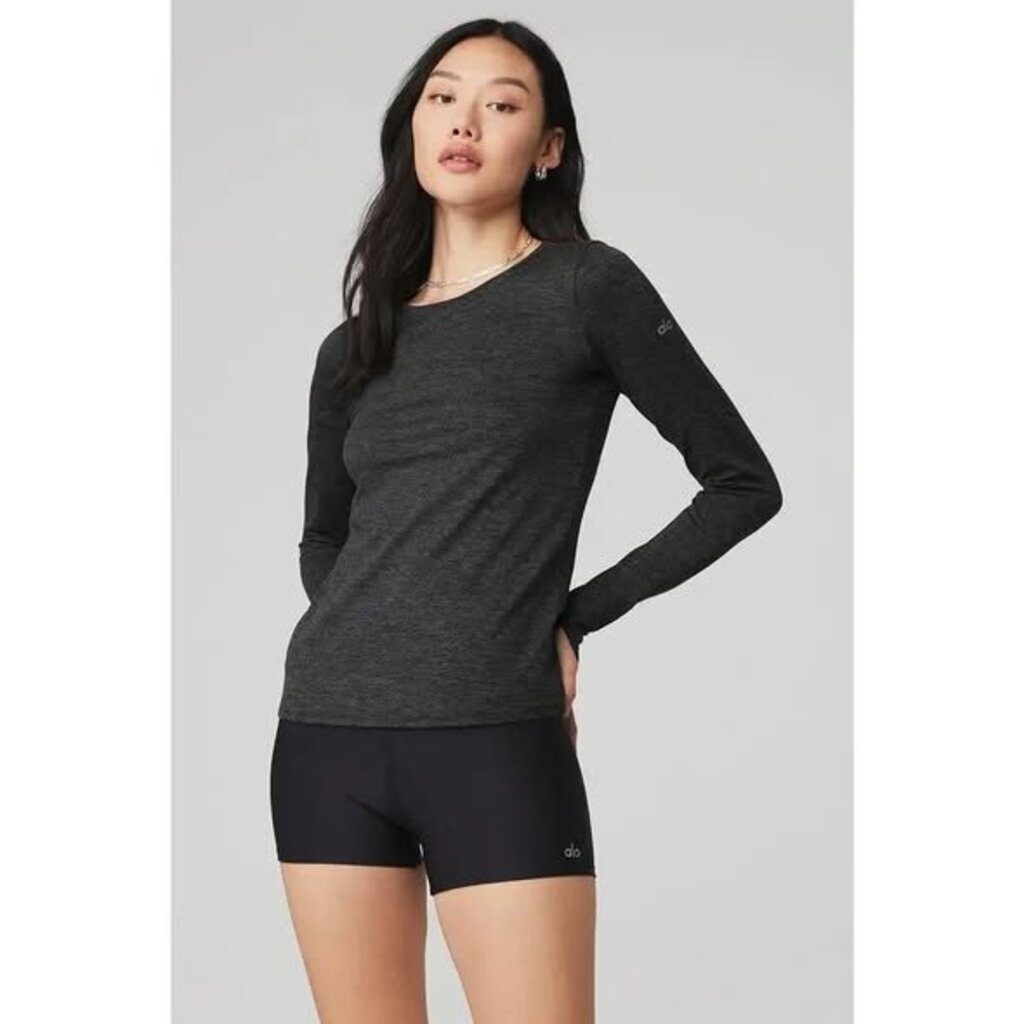 Alo Yoga Alosoft Finesse Long Sleeve Top in Dark Heather Grey - Size Small