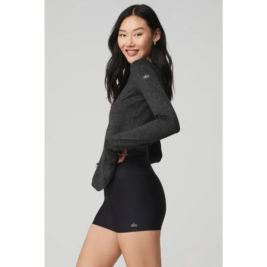 Alo Yoga Alosoft Finesse Long Sleeve Top in Dark Heather Grey - Size Small