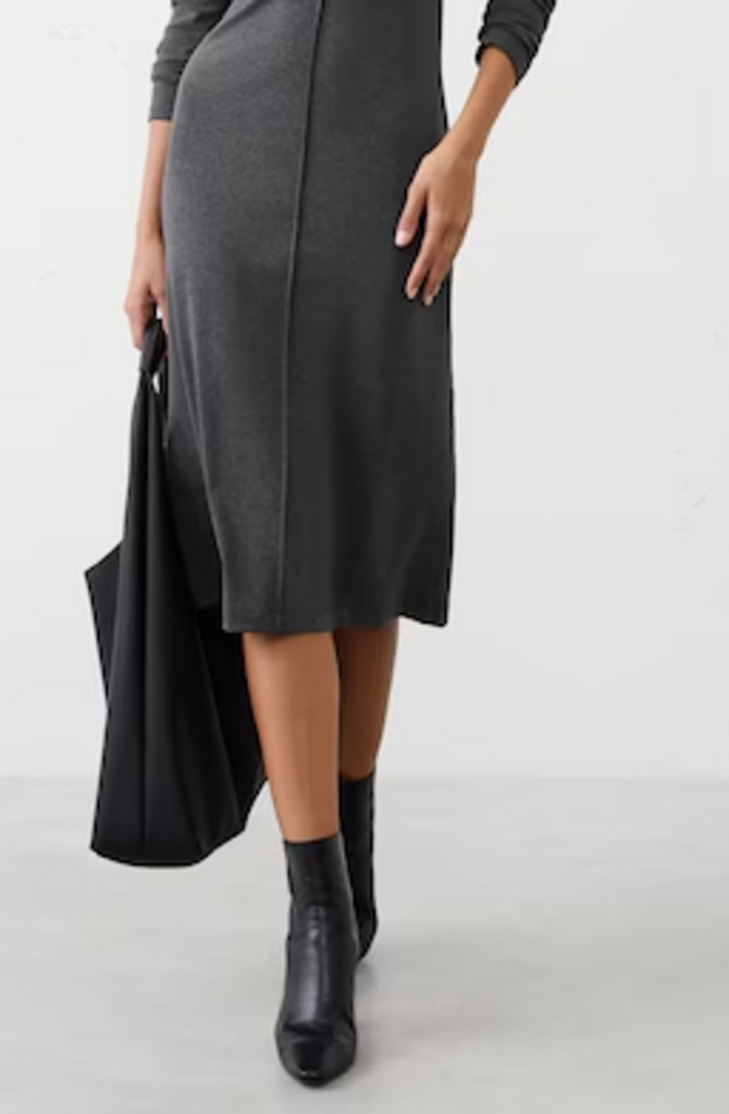 Halston Shelby Turtleneck Wool Midi Dress - Size Large