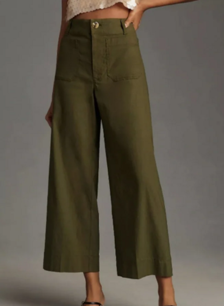 Maeve Colette Twill Crop Wide-Leg Pants - Size 26P
