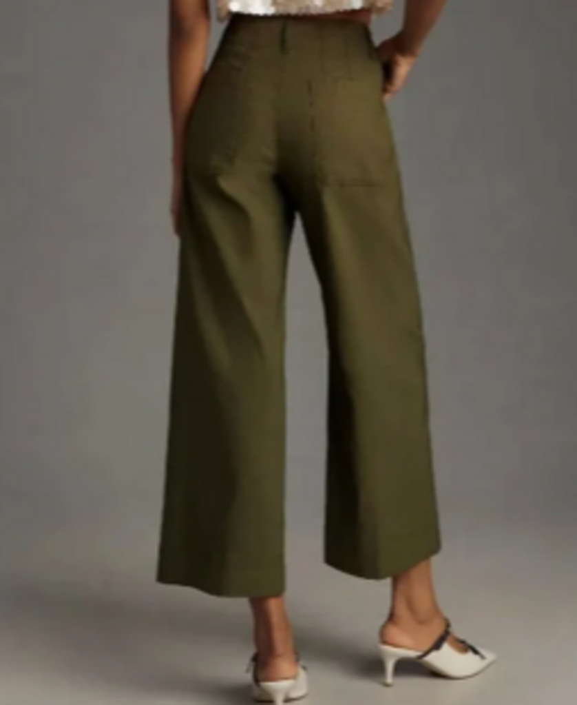 Maeve Colette Twill Crop Wide-Leg Pants - Size 26P