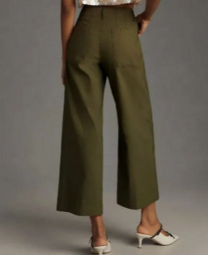 Maeve Colette Twill Crop Wide-Leg Pants - Size 26P