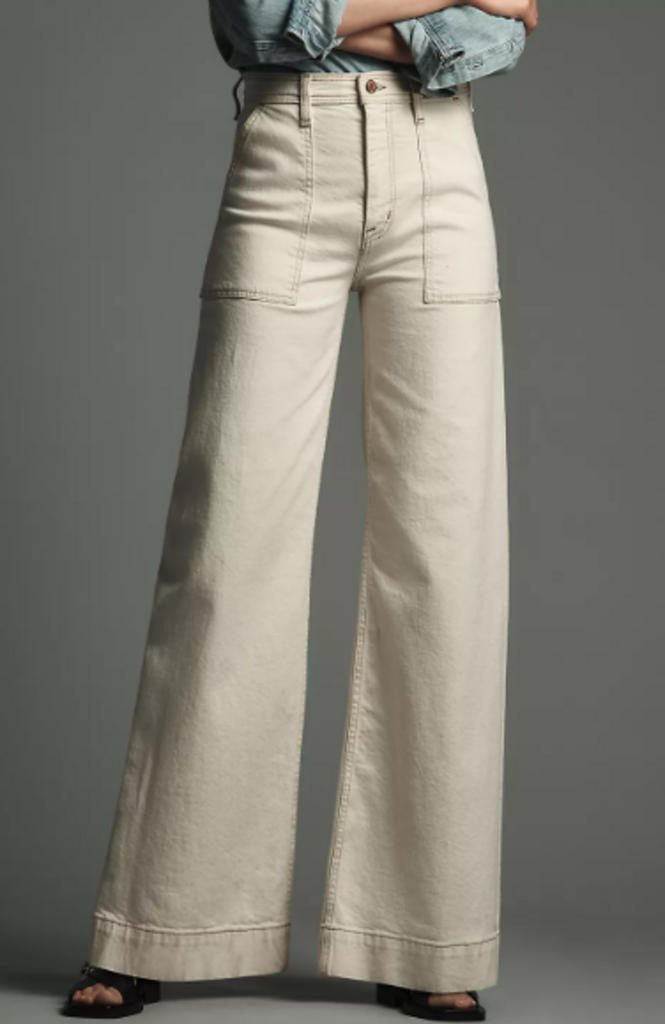 Pistola Penny Utility High-Rise Wide-Leg Jeans in Cream - Size 26