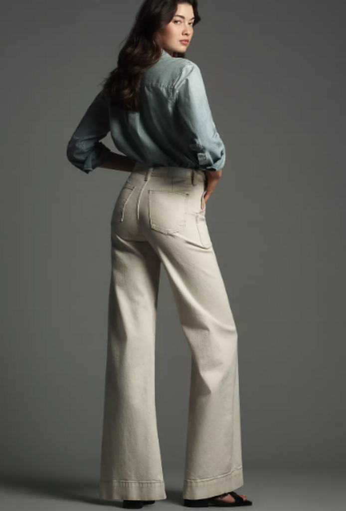 Pistola Penny Utility High-Rise Wide-Leg Jeans in Cream - Size 26
