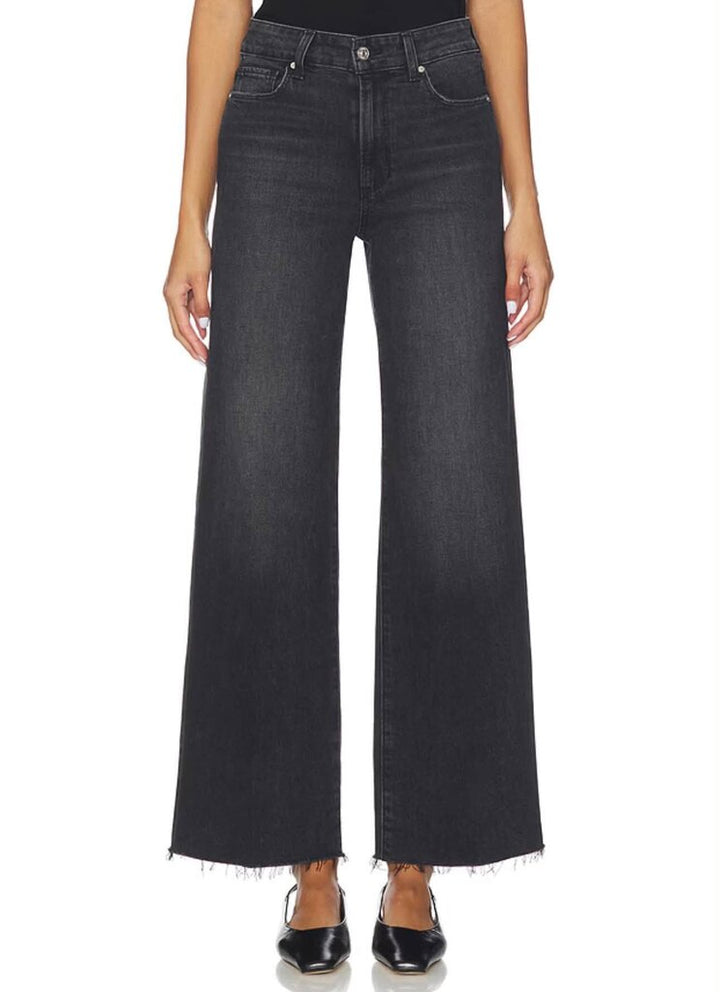 Paige Anessa Wide Leg Jeans in Viper Black Distressed - Size 29 (Retails for $259)