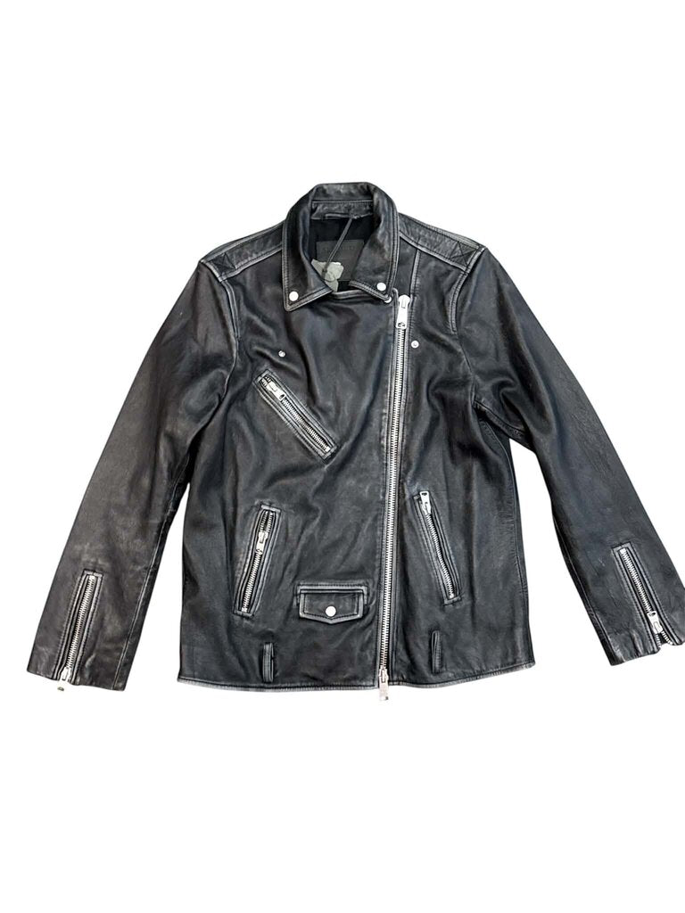 All Saints NWT Washed And Distressed Leather Biker Jacket - Size Medium