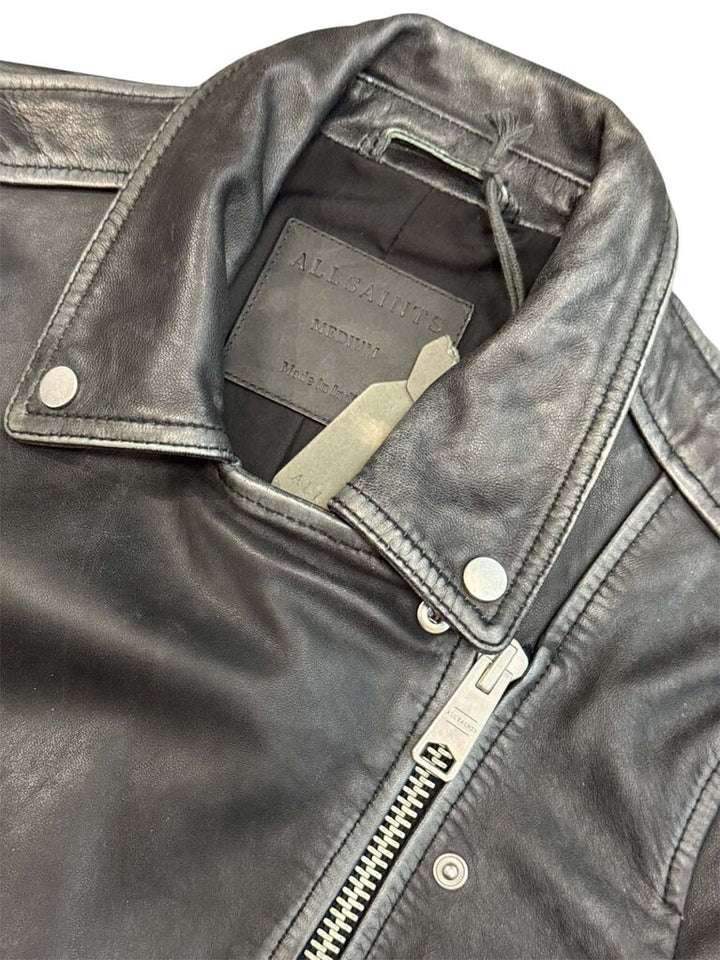 All Saints NWT Washed And Distressed Leather Biker Jacket - Size Medium