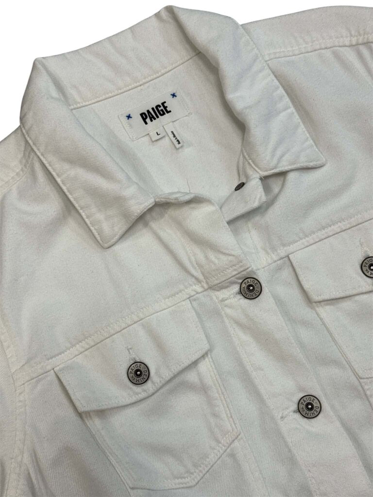 Paige Relaxed White Denim Jacket - Size Large