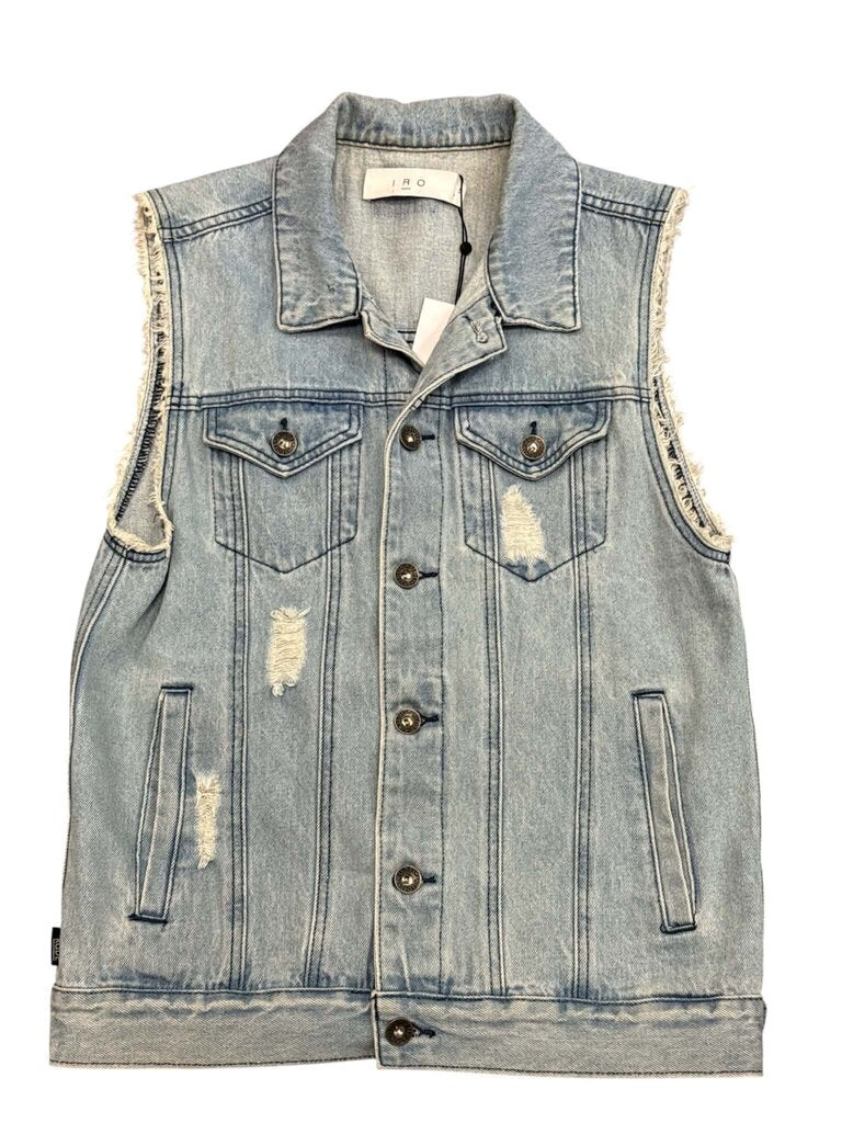 IRO NWT Distressed Denim Vest Jacket - Size 34