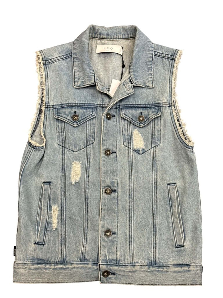 IRO NWT Distressed Denim Vest Jacket - Size 34