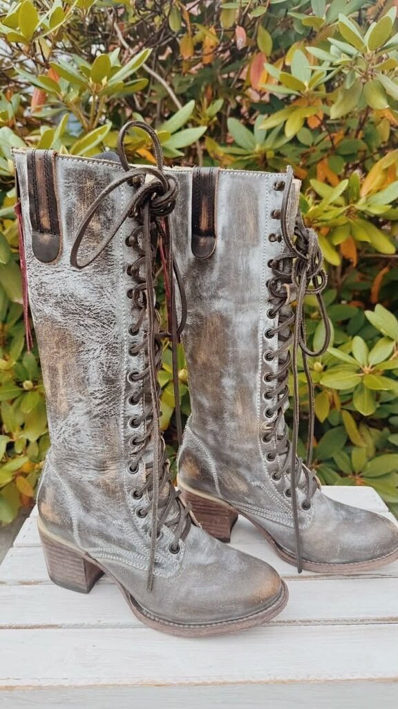 Free Bird By Steven Grany Tall Lace Up Leather Boots - Size 8 (Retails for $395)