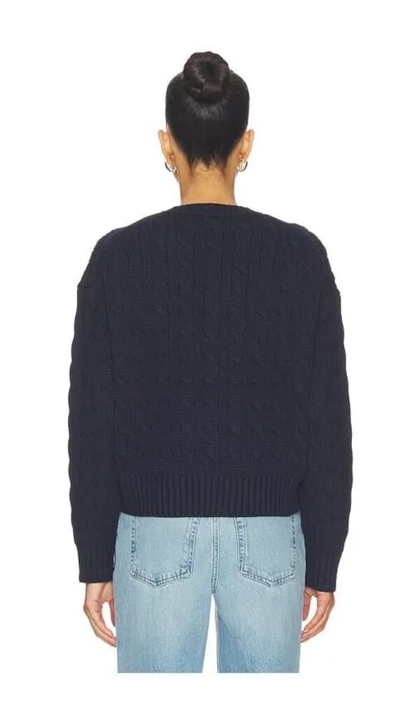 Ralph Lauren Cotton Cable Knit Crewneck Sweater in Hunter Navy - Size Medium
