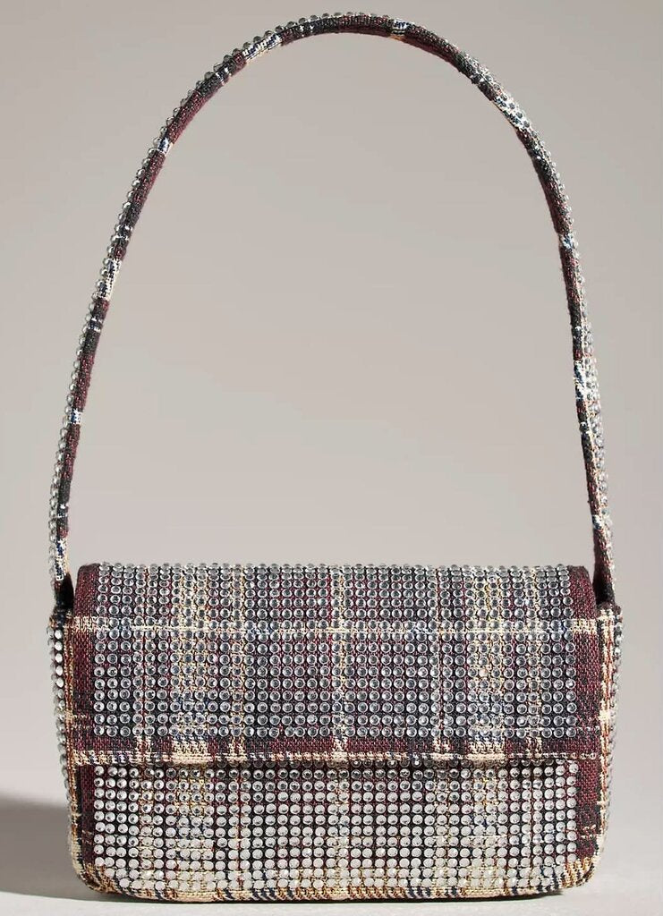 NWT Anthropologie Maeve Fiona Beaded Rhinestone Plaid Edition Bag