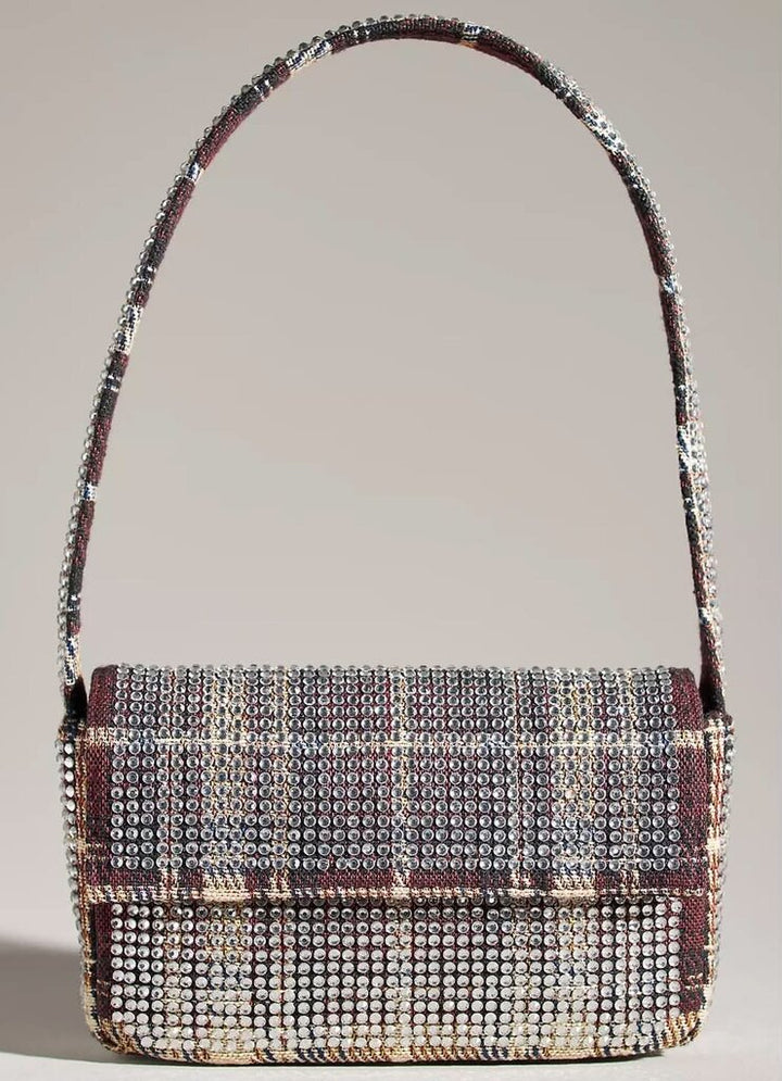 NWT Anthropologie Maeve Fiona Beaded Rhinestone Plaid Edition Bag