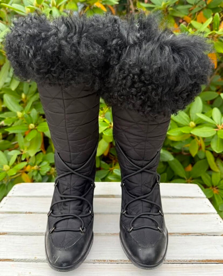 Prada Vintage Quilted Nylon Wedge Boots - Size 36.5