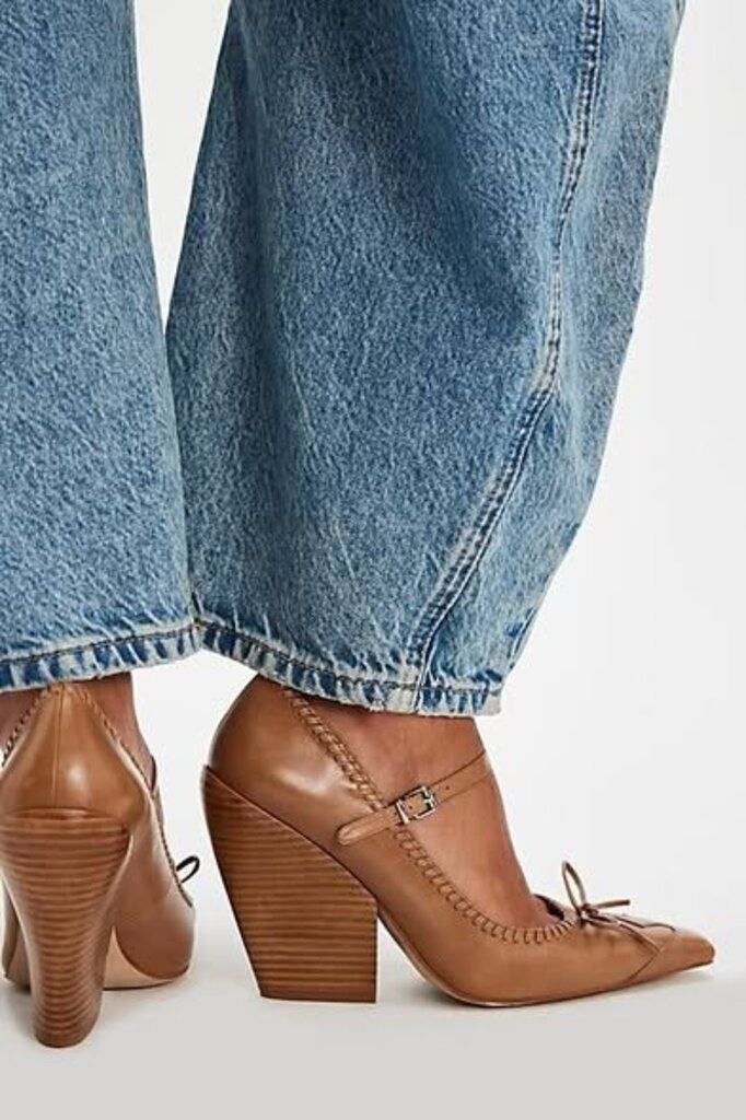 Jeffrey Campbell Western Vibes Block Heels in Tan - Size 8 (Retails for $198)