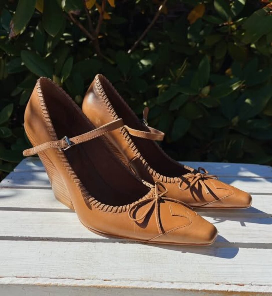 Jeffrey Campbell Western Vibes Block Heels in Tan - Size 8 (Retails for $198)