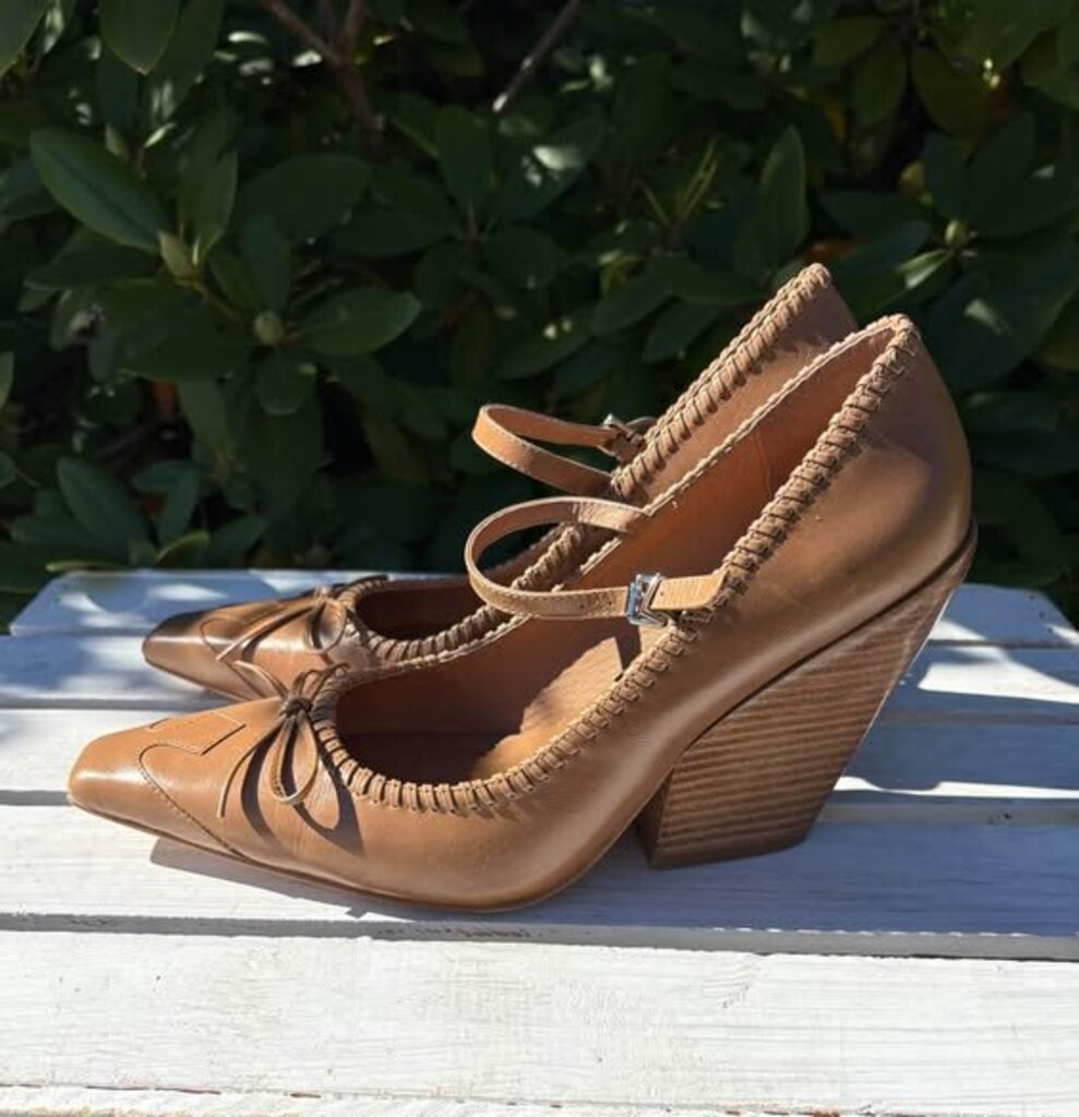 Jeffrey Campbell Western Vibes Block Heels in Tan - Size 8 (Retails for $198)