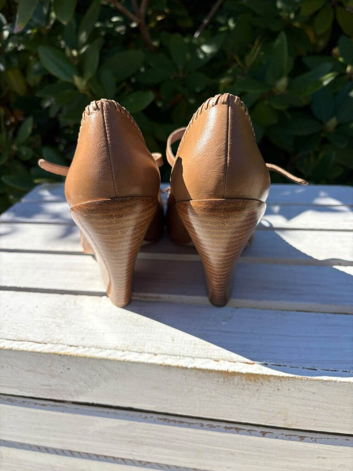 Jeffrey Campbell Western Vibes Block Heels in Tan - Size 8 (Retails for $198)