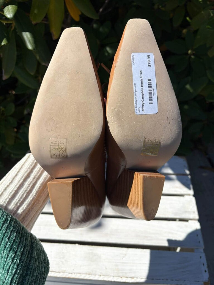 Jeffrey Campbell Western Vibes Block Heels in Tan - Size 8 (Retails for $198)