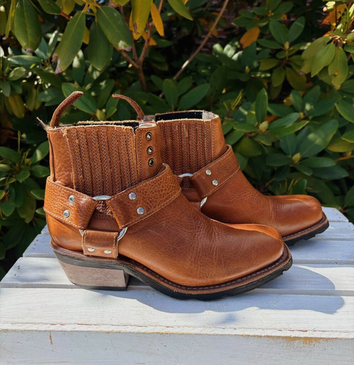 Freebird Whiskey Leather Harness Ankle Boots - Size 7