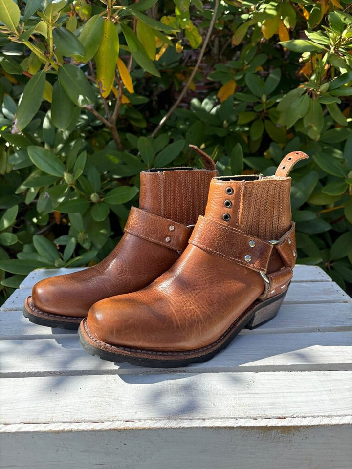 Freebird Whiskey Leather Harness Ankle Boots - Size 7