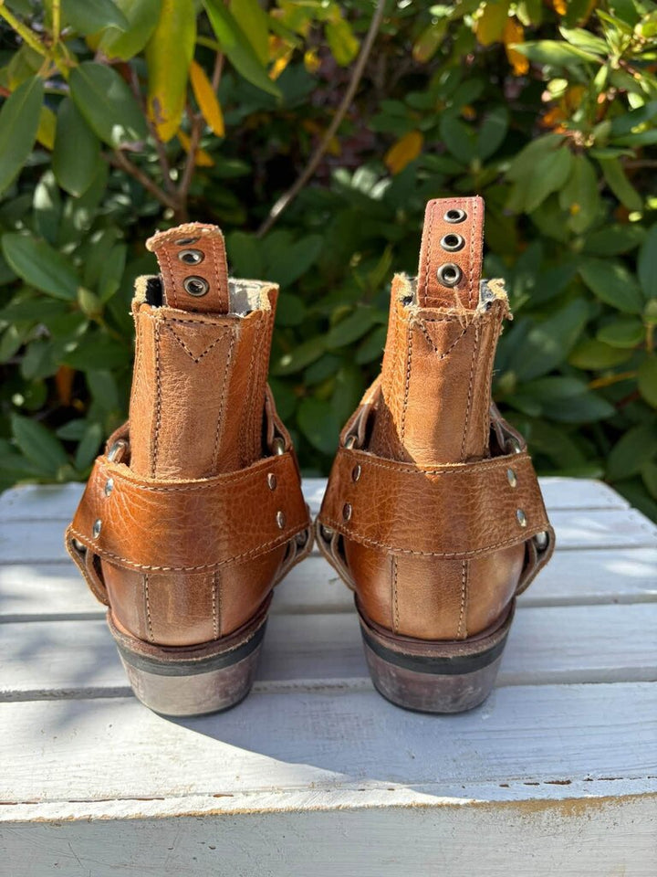 Freebird Whiskey Leather Harness Ankle Boots - Size 7
