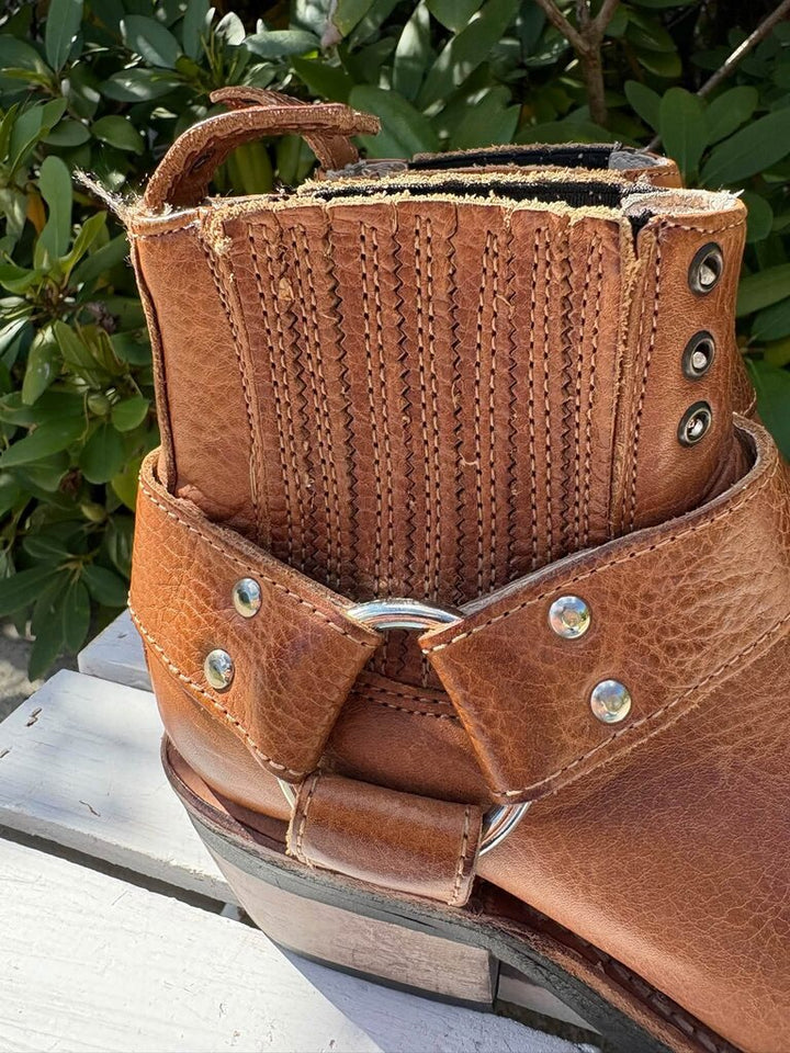 Freebird Whiskey Leather Harness Ankle Boots - Size 7