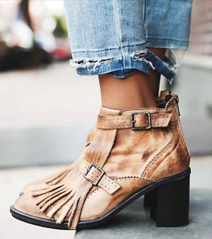 Free People Circle Back Fringe Booties - Size 38