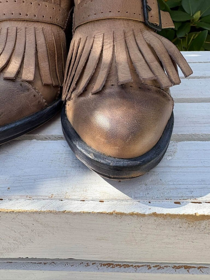 Free People Circle Back Fringe Booties - Size 38