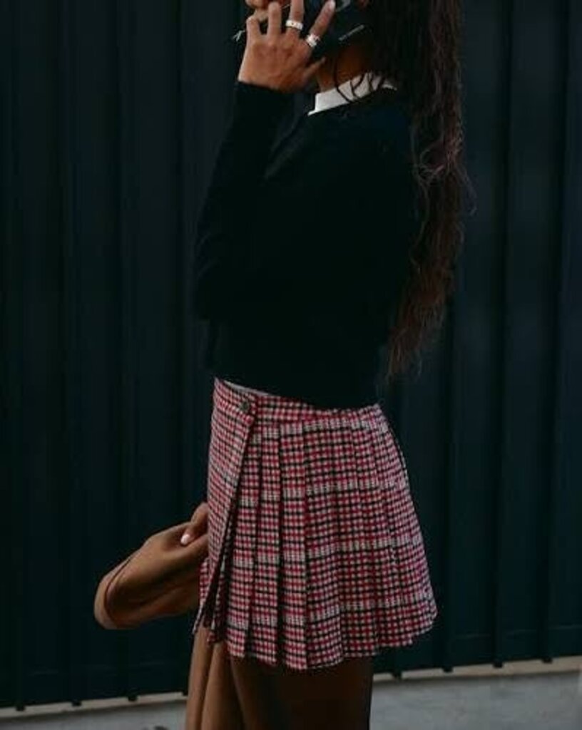 Rails Adriana Pleated Mini Skirt in Crimson Mini Check - Size 0 (Retails for $178)